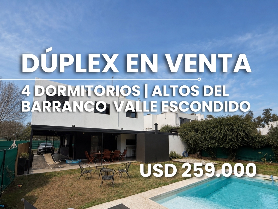 D�PLEX EN VENTA 4 DORMITORIOS VALLE ESCONDIDO ALTOS DEL BARRANCO
